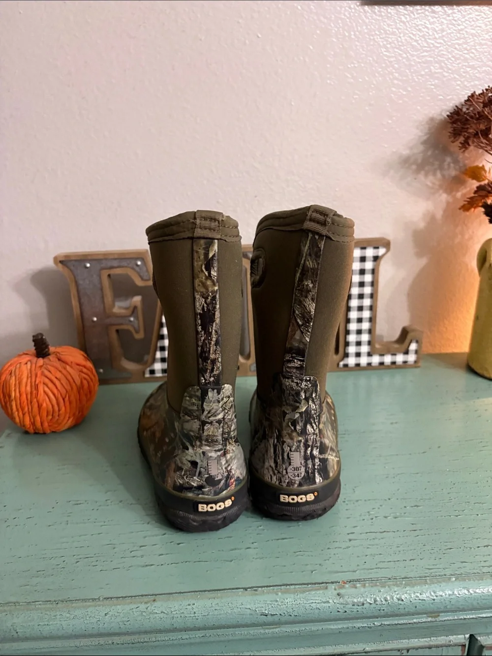 Bogs Kids Olive Green Camo Waterproof Pull-On Boots